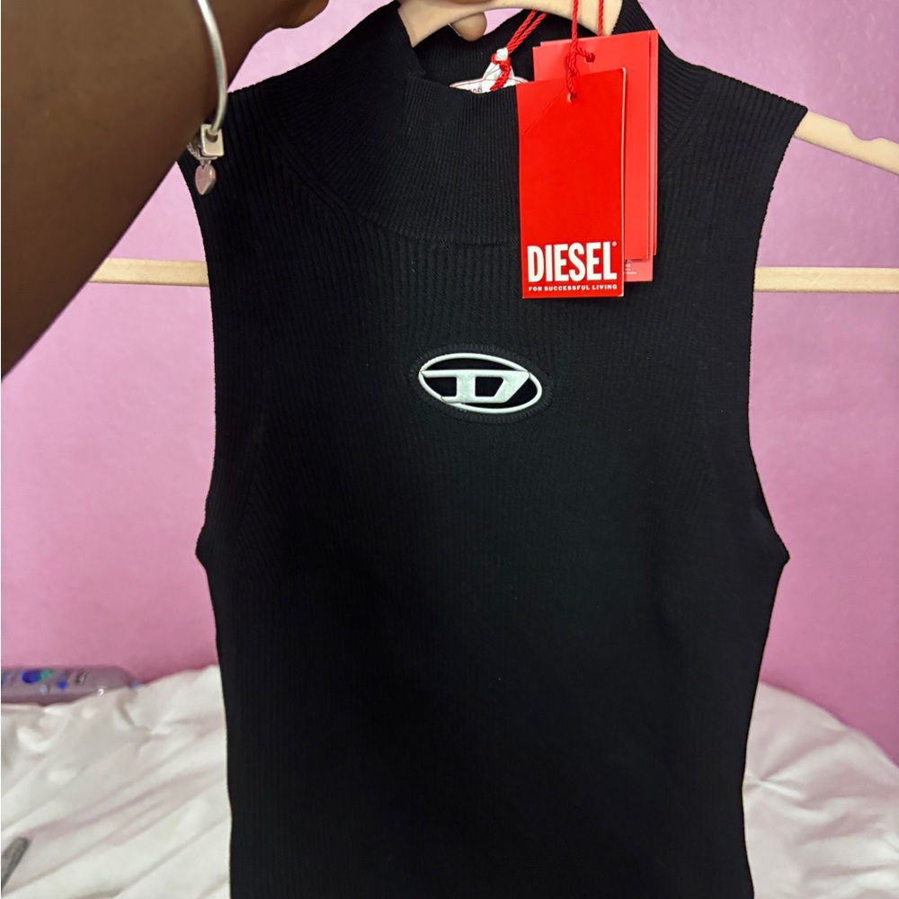 Diesel Women's Black Ribbed Tank Top